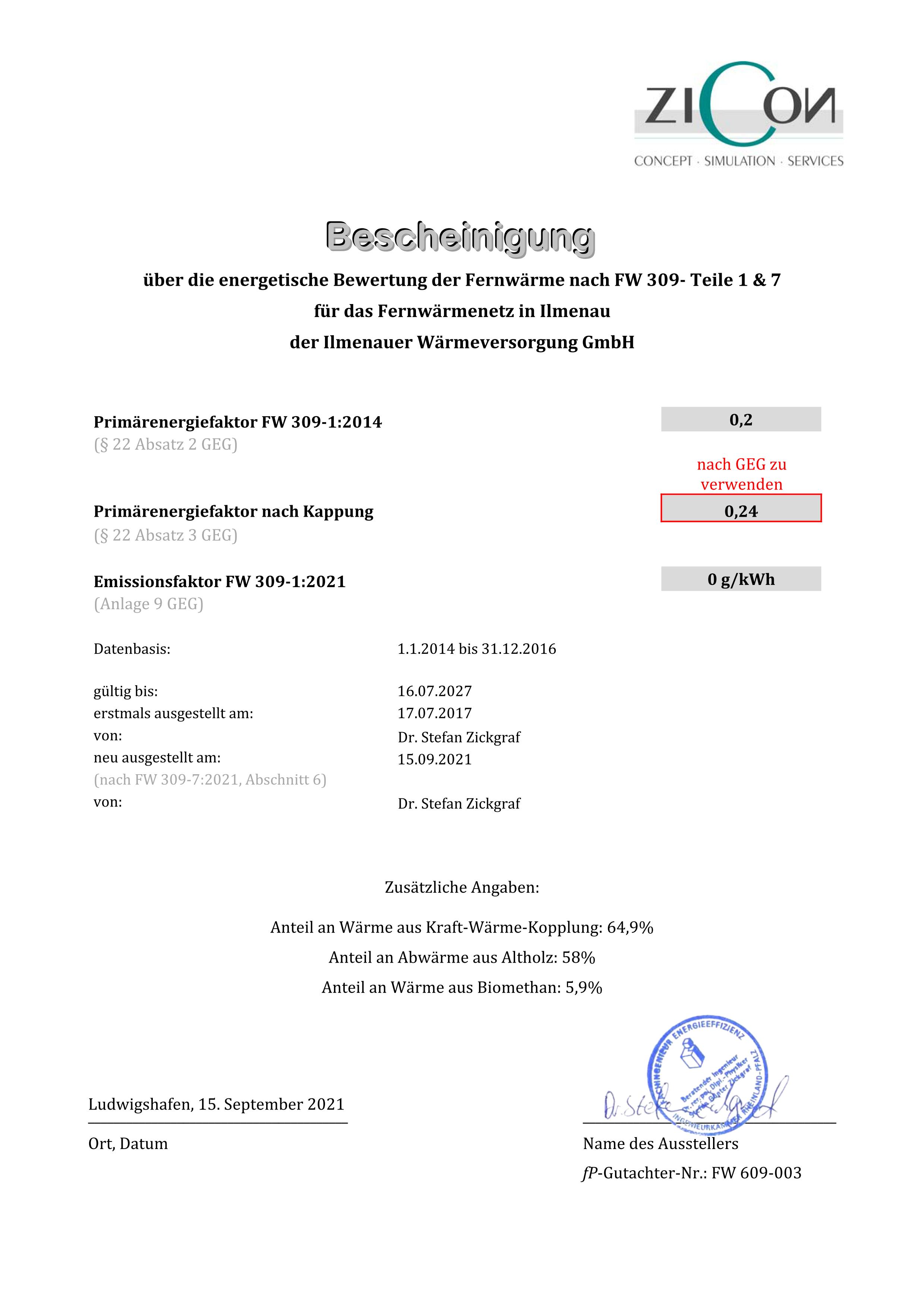 IWV Ilmenauer Wärmeversorgung GmbH - Zertifizierung